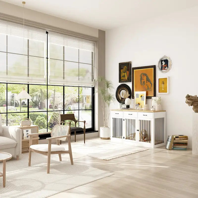 Moderne Hundebox für große Hunde mit Staufächern – elegantes Espresso-Finish