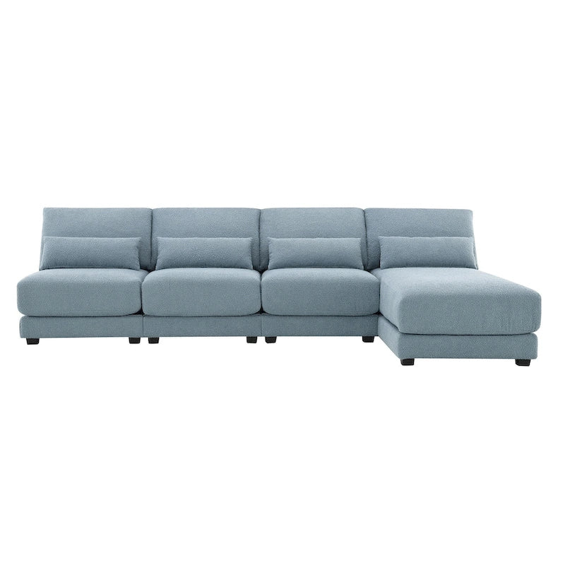 Übergroßes tiefes Ecksofa mit umkehrbarer Ottomane, umstellbares L-förmiges Sofa, Blau