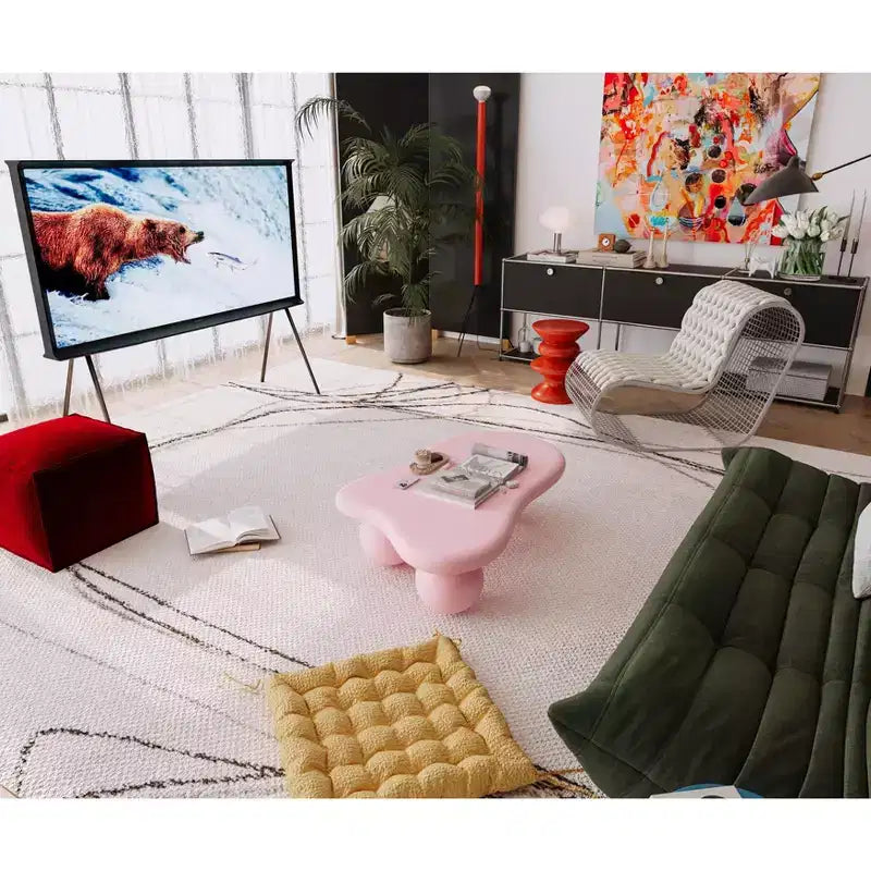 Rosa wolkenförmiger Couchtisch mit Kugelbeinen, für 1 Person