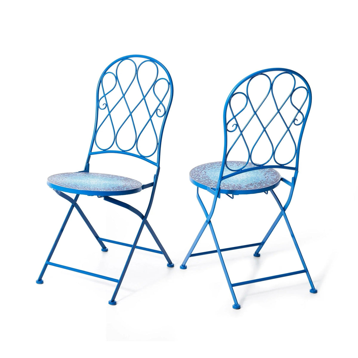 Glitzhome Klappbares Bistro-Set aus Metall für den Außenbereich, 3-teilig, Terrassentisch und Stühle