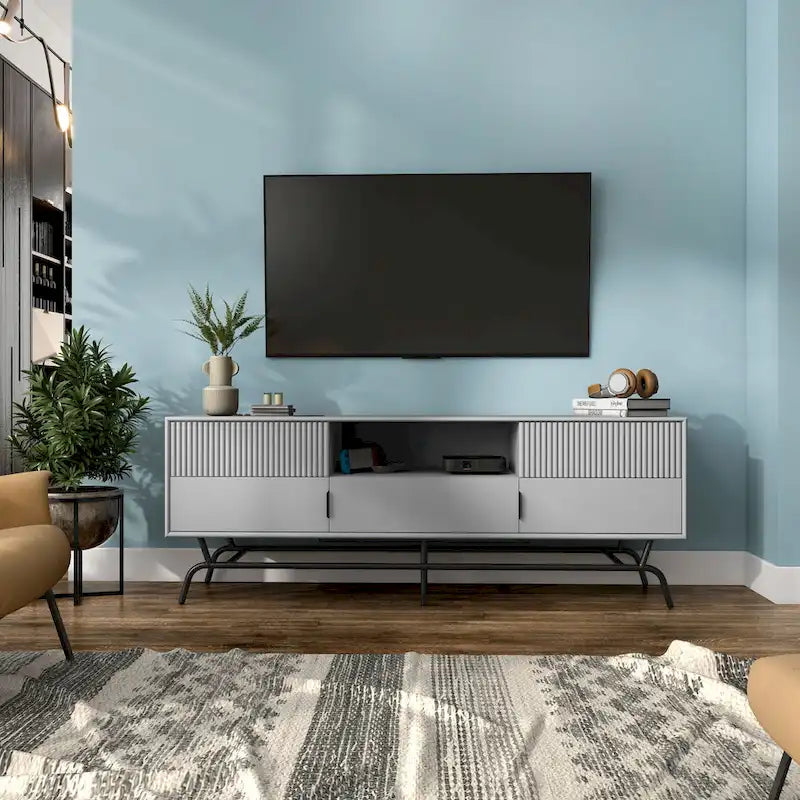 DH BASIC Modern 60-Zoll-TV-Lowboard mit 3 Schubladen und Kabeldurchführung von Denhour