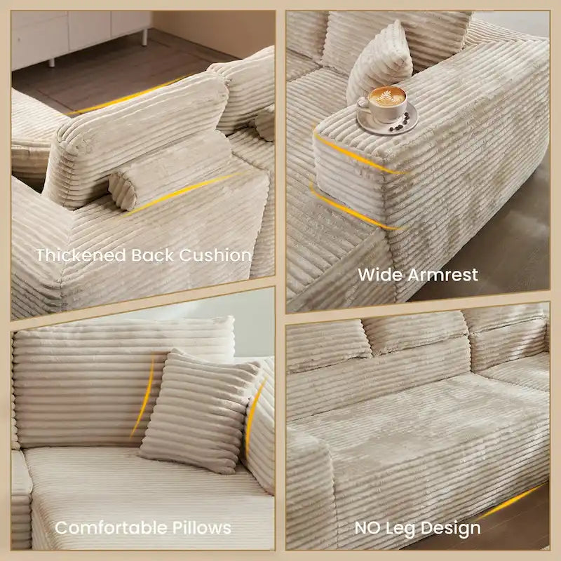 Modernes Polster-Chaiselongue-Sofa mit Kissen für das Wohnzimmer