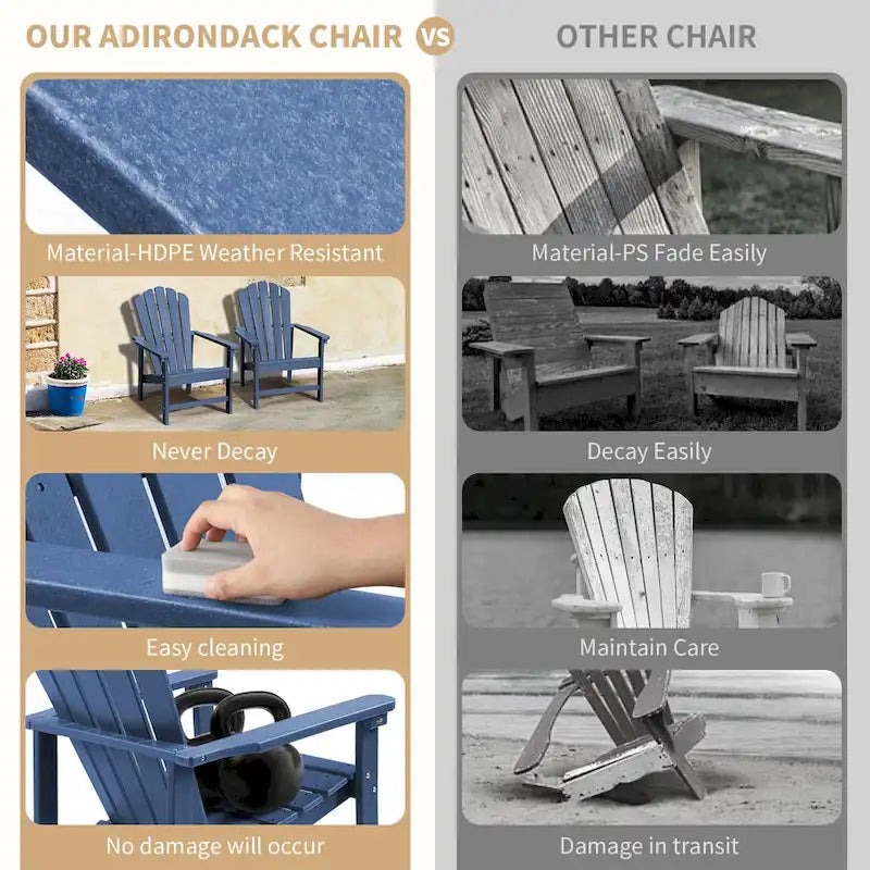 Vrakae 6er-Set stapelbarer Adirondack-Gartenstühle aus HDPE für jedes Wetter