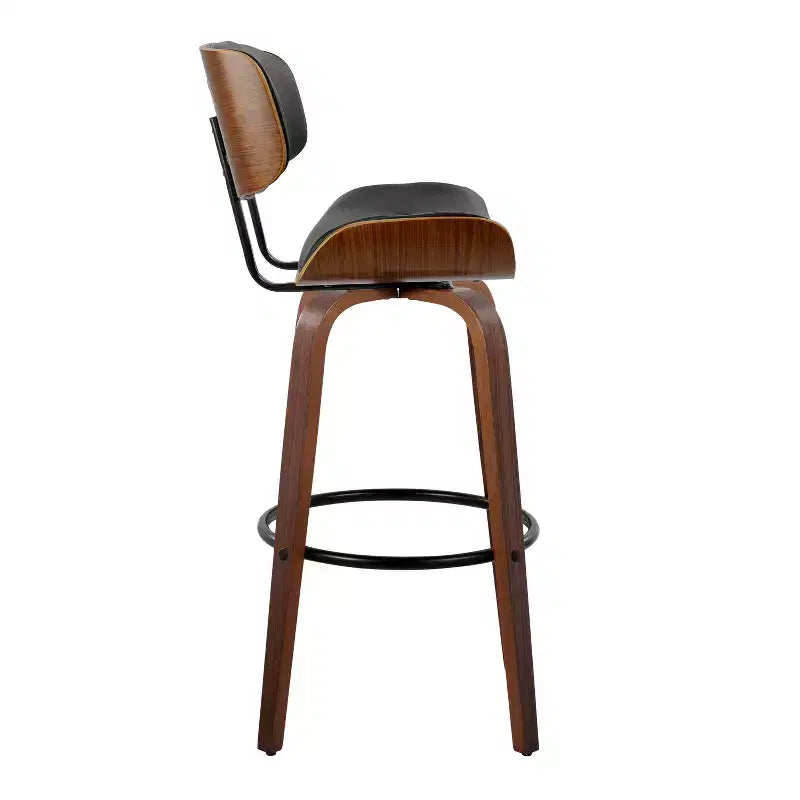 2er-Set Lombardi Barhocker Walnuss/Schwarz – LumiSource: Mid-Century, feste Höhe, gesteppt, 77,5 cm Sitzhöhe