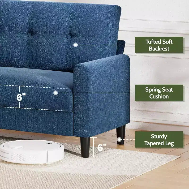 Dyonery 2-Sitzer-Sofa, Zweisitzer-Couch für Büro und kleine Räume, 61 cm tiefe Sitzfläche, FSC-zertifizierter Massivholzrahmen, werkzeugloser Aufbau