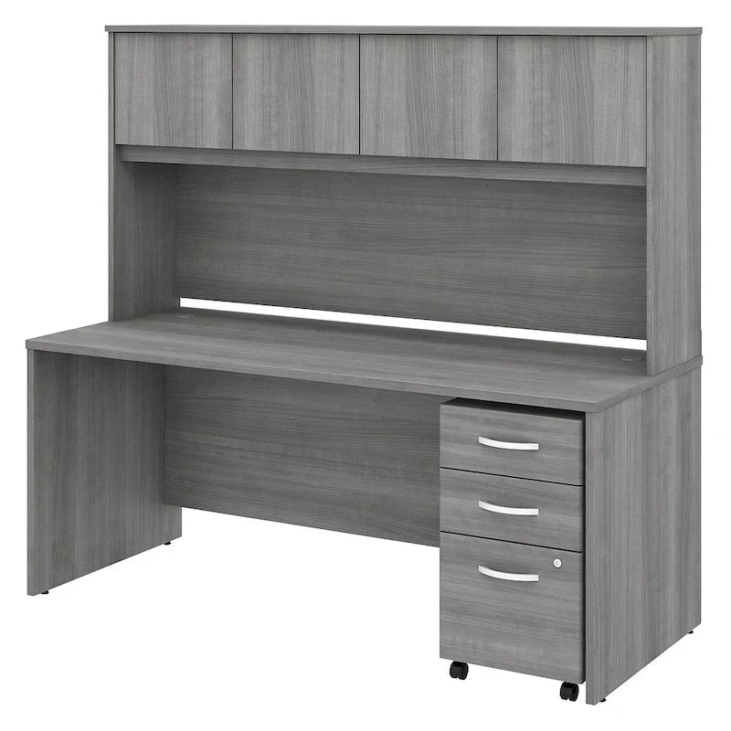 72-Zoll-Schreibtisch mit Aufsatz und mobilstem 3-Schubladen-Rollcontainer
