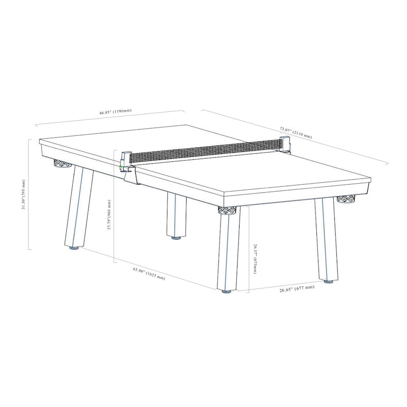 Norwalk Indoor/Outdoor 7-Fuß-Billardtisch in Schieferoptik, Esstischgarnitur für 6 Personen mit 4 Bänken und Zubehör, weißes Finish