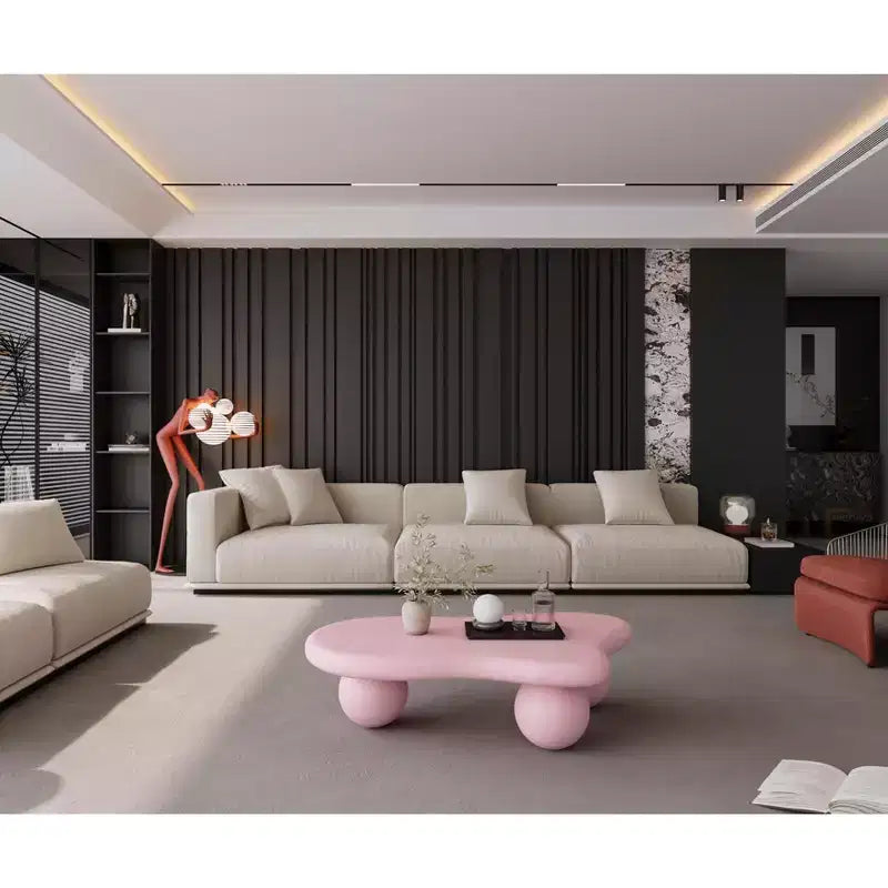 Rosa wolkenförmiger Couchtisch mit Kugelbeinen, für 1 Person