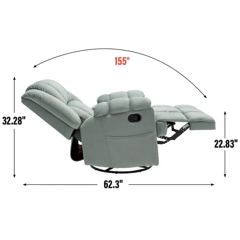 Lazy Boy Schwenk- und Schaukel-Polstersessel, großer manueller Gleitsessel mit Kissen-Armlehnen und gepolsterter Rückenlehne
