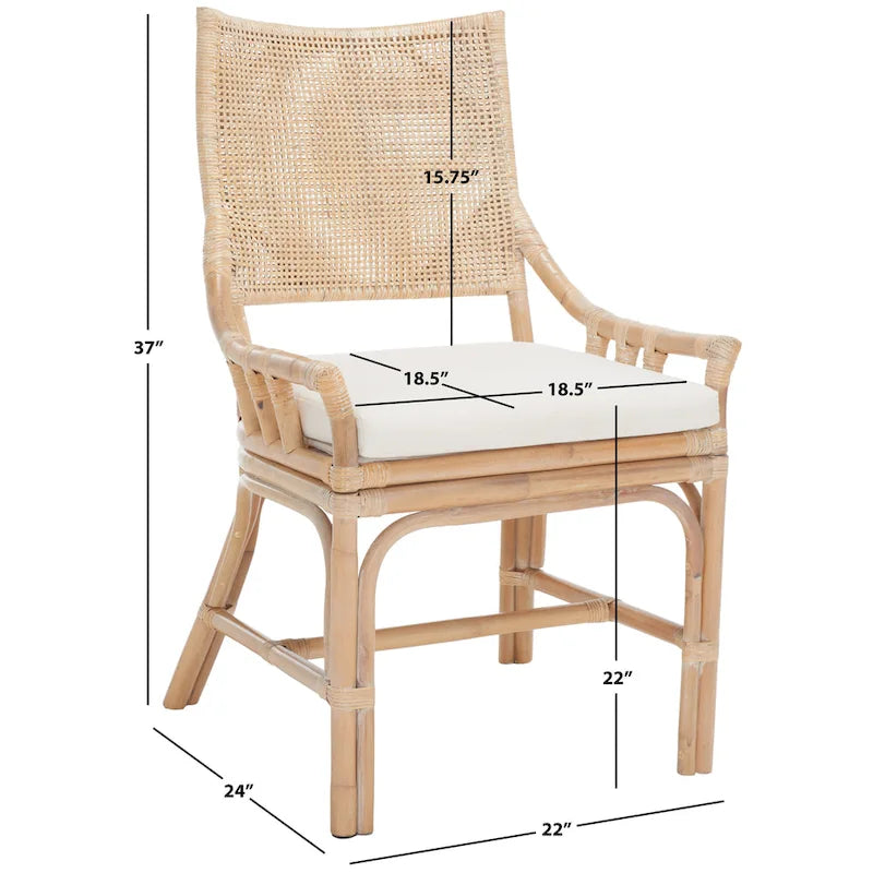 Küstendesign Rattan-Stuhl mit Kissen, 22 B x 24 L x 37 H, 22 B x 24 T x 37 H