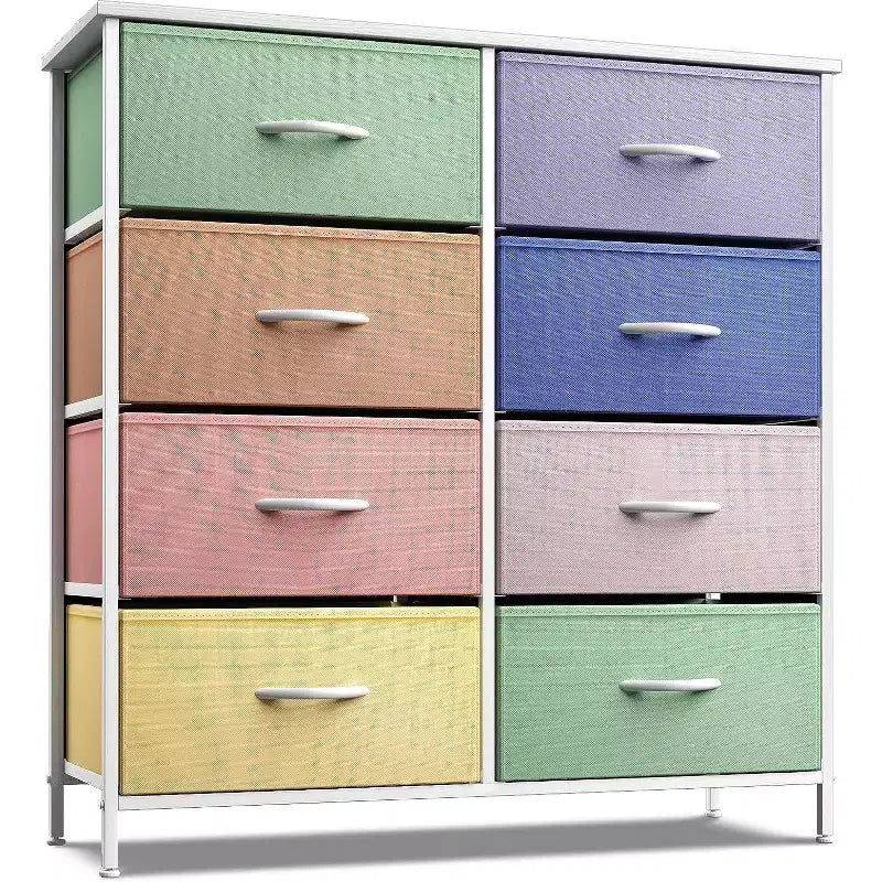 Sorbus Kommode mit 8 Schubladen – Aufbewahrungsmöbel mit Stahlrahmen, Holzoberfläche und Stoffkörben – für Schlafzimmer, Kleiderschrank, Büro und mehr