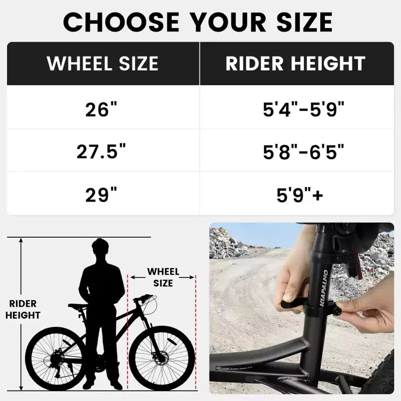 NAYSAYE 26-Zoll-Mountainbike, 21-Gang-Erwachsenenfahrrad mit Rahmen aus hochfestem Carbonstahl und mechanischen Scheibenbremsen vorne und hinten, 67 × 26,5 × 38