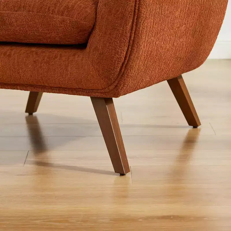 Art Leon Bequemer Akzentstuhl aus Jacquard-Flanell mit Holzbeinen