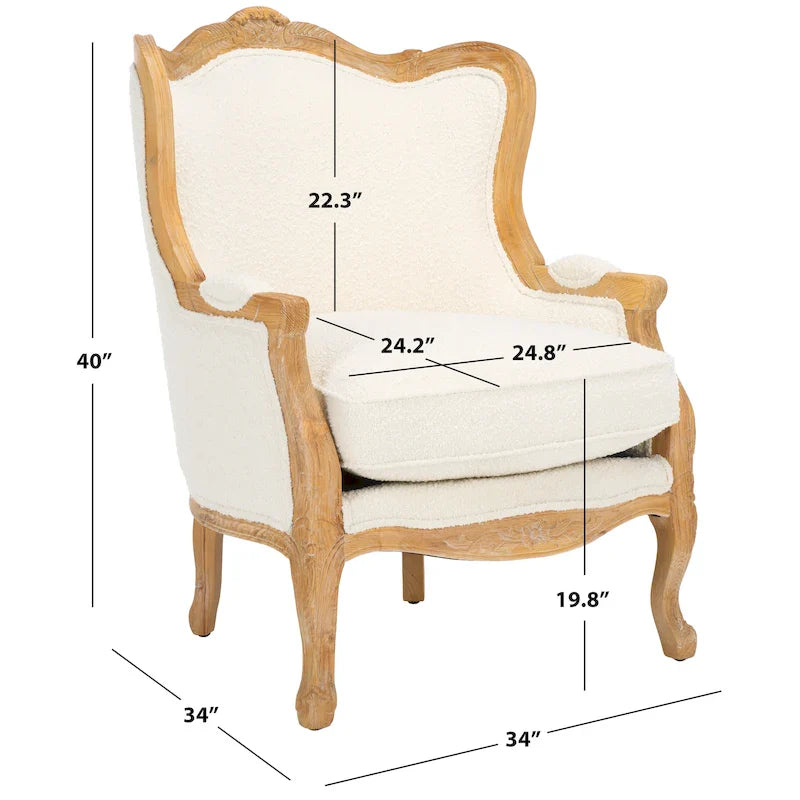 SAFAVIEH Couture Kali Ohrensessel aus Eiche und Naturleinen – 34 B x 34 T x 40 H
