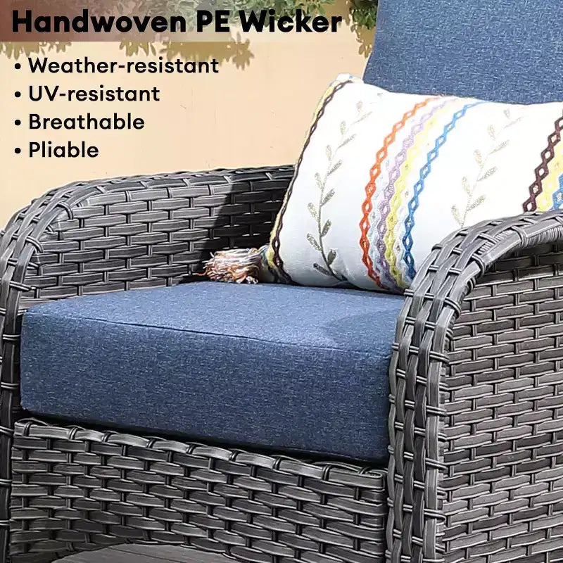 HOMLUX 2er-Set Terrassenstühle aus Korbgeflecht, wetterfeste Rattanstühle mit hoher Rückenlehne für den Außenbereich