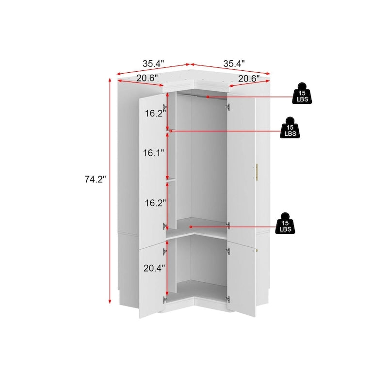 Kleiderschrank-Organizer, Kleiderschränke mit Hängestange und 4 Schubladen, großer Stauraum