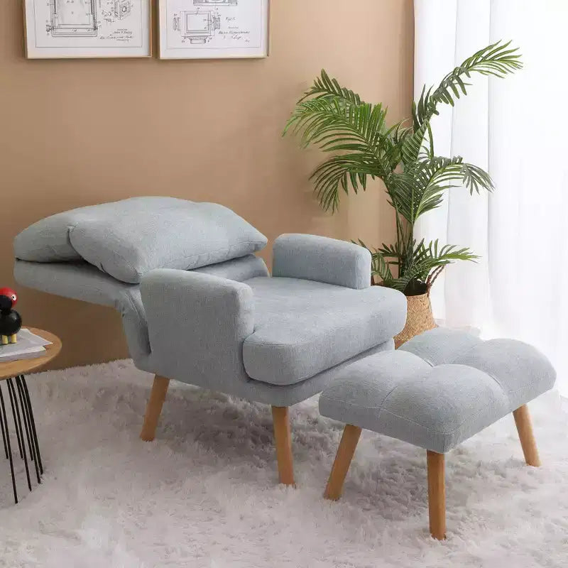 Okak moderner Akzentsessel, Wohnzimmerstuhl mit Hocker und verstellbarer Rückenlehne, bequemer Polstersessel für Lounge, Büro und Schlafzimmer
