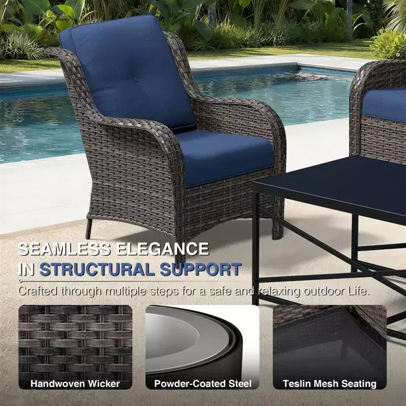 UPTIOT Premium Outdoor-Lounge-Set mit Sofa, Drehstühlen und Fußhocker für ultimativen Komfort und Stil