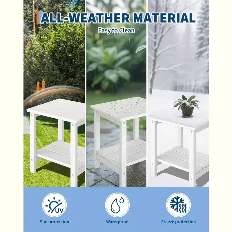 Klappbare Adirondack-Stühle, 4er-Set mit 2 Beistelltischen, moderne Outdoor-Stühle aus HDPE für Terrasse, Veranda, Balkon, Garten und Rasen