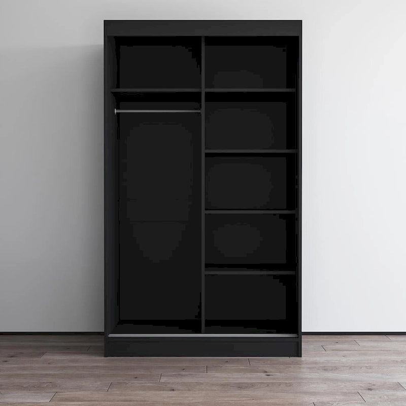 Spiegel-Kleiderschrank mit 2 Türen in Hochglanz-Optik | 120 oder 150 cm breit