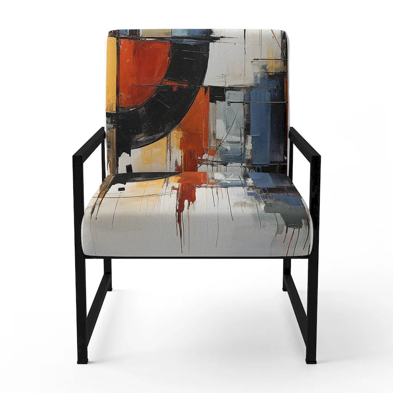 Designart Colorful Mid Century Abstract Fusion I Polsterter Mid-Century Akzentsessel und Mid-Century Modern Sessel