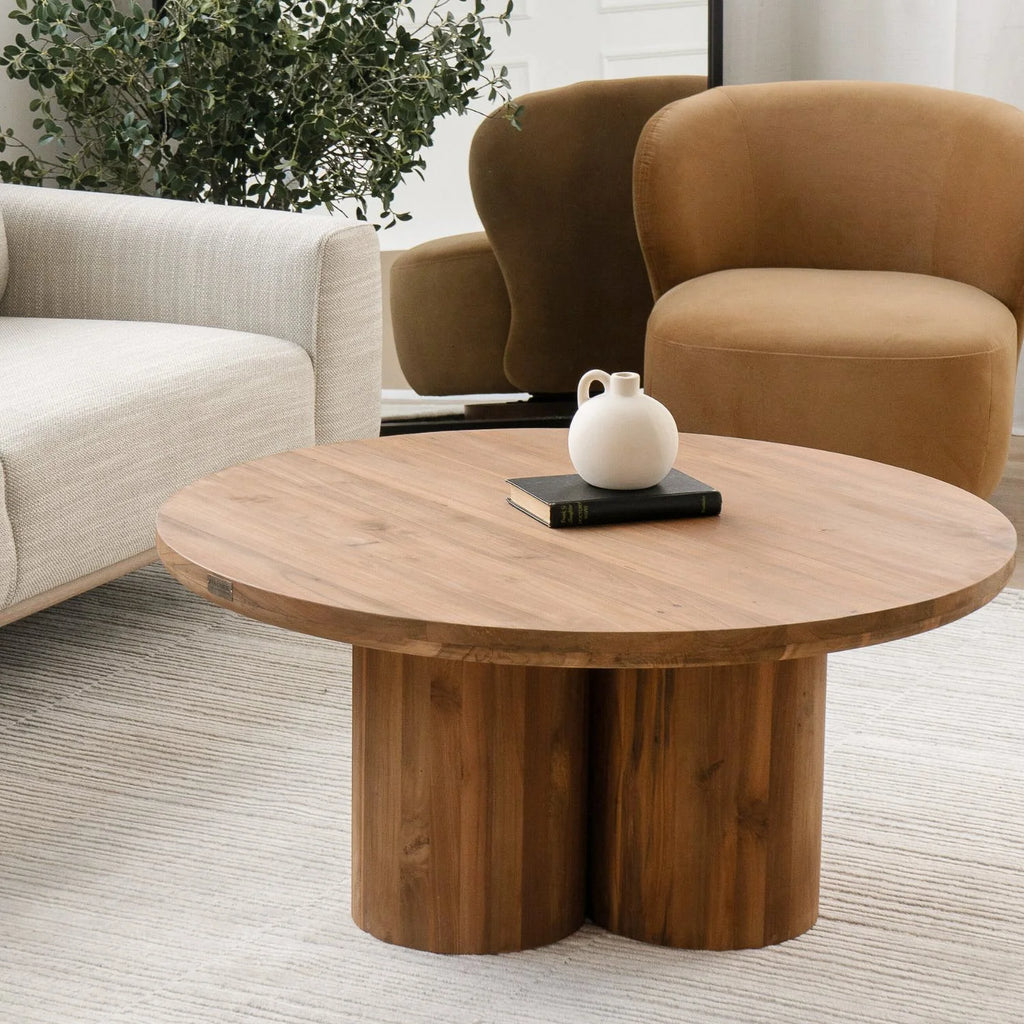 Moderner Teak-Couchtisch mit runder Form – Wohnzimmer | 39