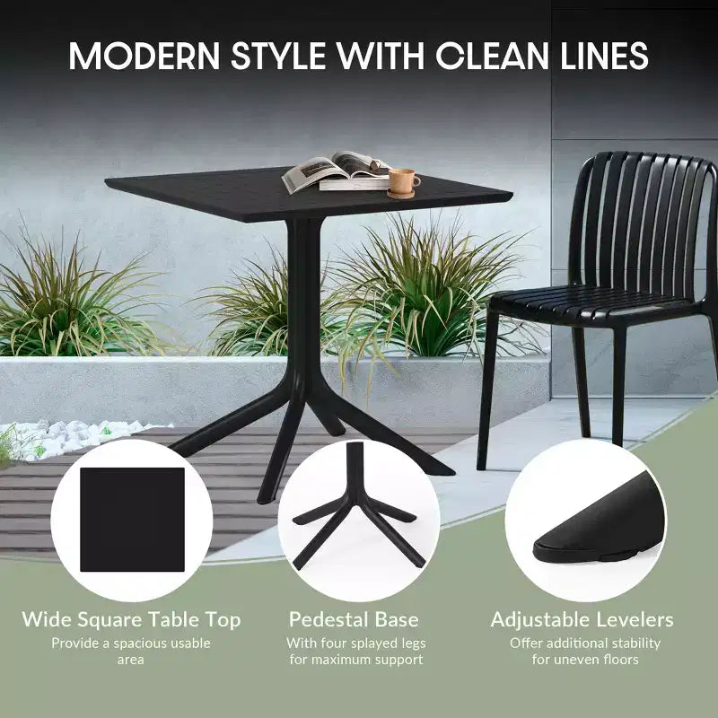 WestinTrends Playa Modern 5-teiliges Essgruppe aus Kunstharz für die Terrasse mit stapelbaren Terrassenstühlen