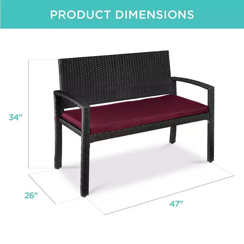 Best Choice Products 2-Sitzer-Outdoor-Korbsitzbank für Garten, Terrasse und Veranda mit 700-lb-Tragkraft und Polster