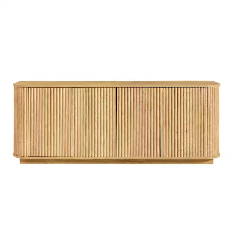 JVNOXK Sideboard mit welliger Holzmaserung, vertikale Streifen, TV-Schrank, geeignet für Schlafzimmer/Eingangsbereich. Naturholz, 64B  15T  24H