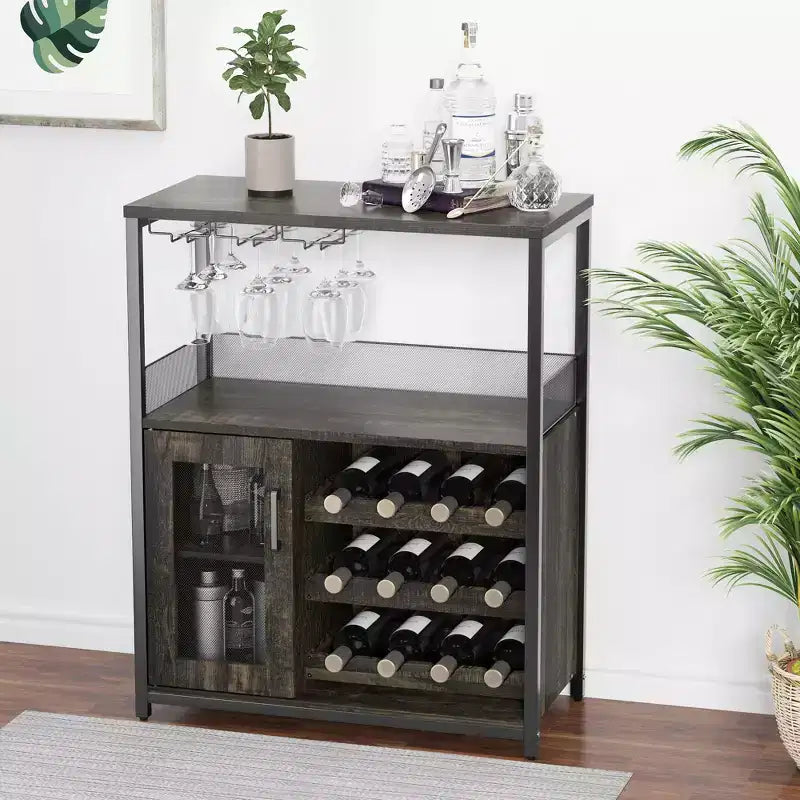 DobleePy Bar-Schränke, Weinschränke, Sideboards, verstellbare Einlegeböden, geeignet für kleine Barschränke in Küchen und Restaurants, Retro-Farbe
