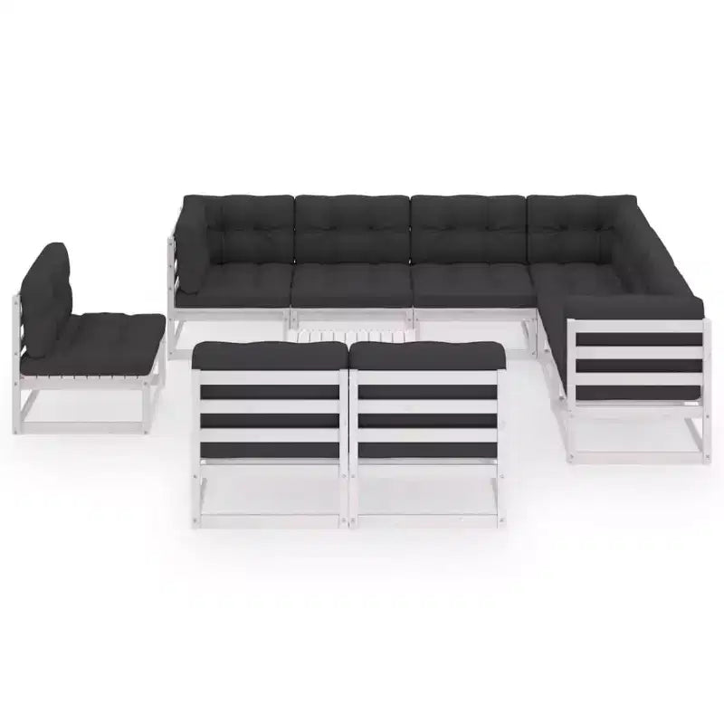 vidaXL 10-teiliges Gartenmöbelset, Outdoor-Ecksofa aus massivem Kiefernholz