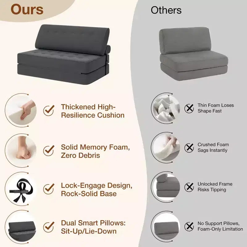 WARMOUNTS Klappbares Schlafsofa mit verstellbarer Rückenlehne, wandelbares Queen-Size-Schlafsofa für Wohnzimmer & Büro