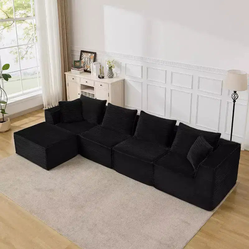 107/ 137 modulares Cloud-Sofa-Element, tiefes, rahmenloses Sofa, wandelbares, bequemes Bodensofa mit Hockern und Memory-Schaumstoff
