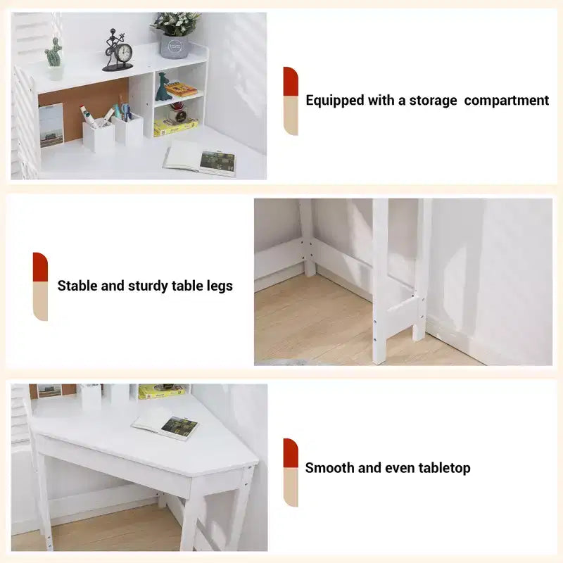 COZONY Kinderschreibtisch und Stuhl-Set, L-förmiger Lerntisch für Jungen und Mädchen im Alter von 3–8 Jahren