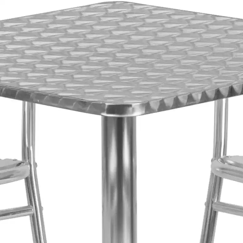 Emma und Oliver 27,5-Zoll-Aluminium-Tischset mit 4 Stühlen mit Lattenlehne