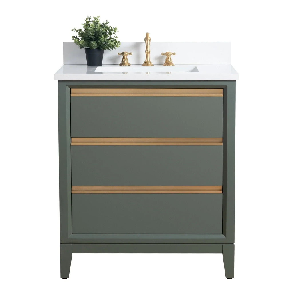 Vanity Art Badezimmerschrank mit Keramikwaschbecken und Platte aus technischem Marmor