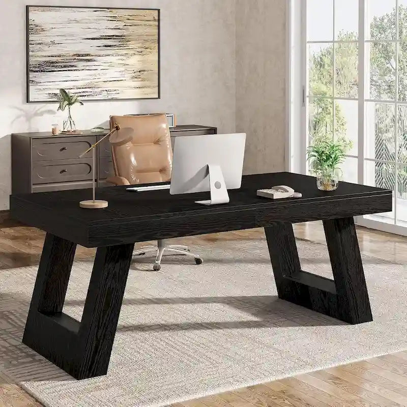 160 cm breiter Chefschreibtisch aus Holz, großer Computertisch fürs Homeoffice