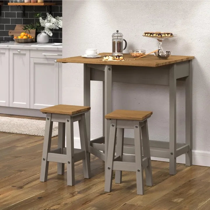 3-teiliges Esszimmer-Set mit Klapptisch aus Kiefernholz