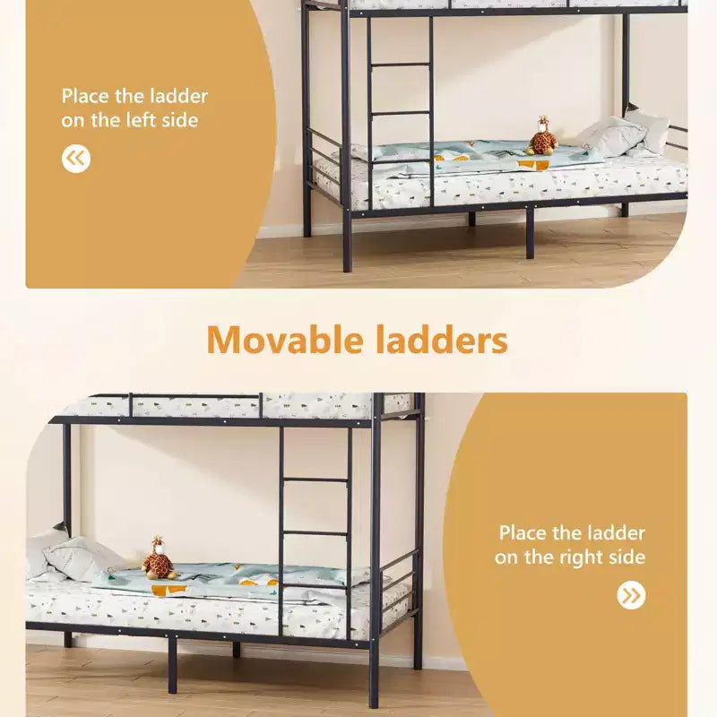 Karl Home Etagenbett aus Stahl für zwei Personen, mit Leiter, für Schlafzimmer oder Wohnheimzimmer, für Kinder und Erwachsene