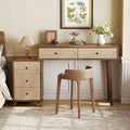 Lantine-Schreibtisch, 99 cm, mit 5 Schubladen und ausziehbarem Schrank, kleiner ausziehbarer Computer- und Schminktisch für kleine Räume, Braun
