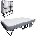 Klappbett mit Matratze für Erwachsene, tragbares Gästebett auf Rollen, faltbares Metallgestell-Bett mit 5-Zoll-Memory-Foam-Matratze und seitlicher Aufbewahrungstasche