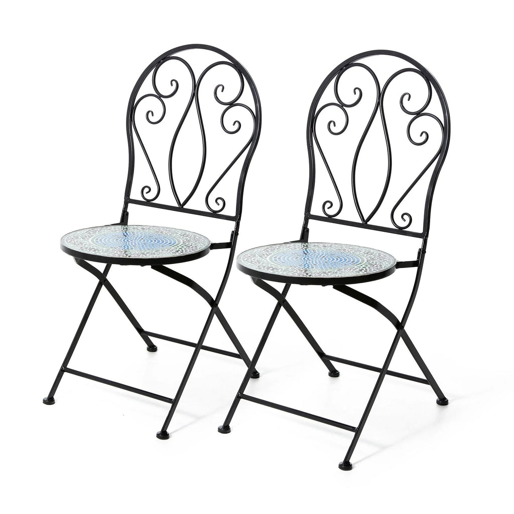Glitzhome Klappbares Bistro-Set aus Metall für den Außenbereich, 3-teilig, Terrassentisch und Stühle