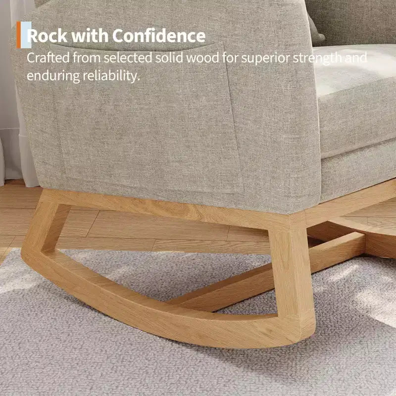 Moderner Schaukelstuhl mit Kissen & Seitentaschen, für Wohnzimmer, Schlafzimmer
