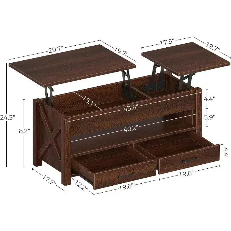 Couchtisch aus Holz – Höhenverstellbarer Couchtisch, höhenverstellbarer Wohnzimmertisch, moderner Couchtisch, stilvoller Couchtisch