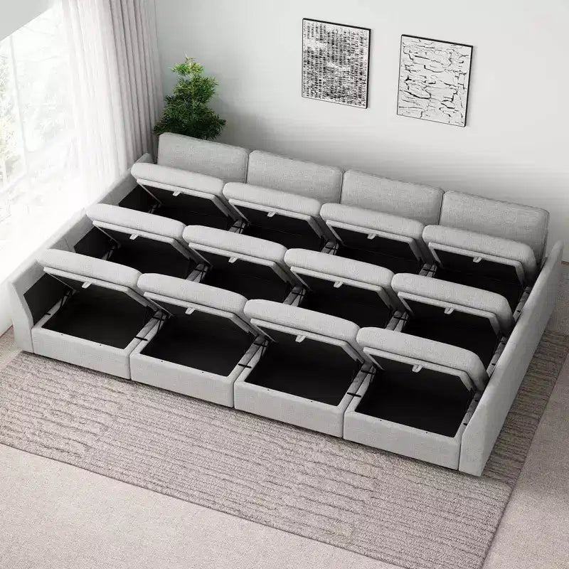 Belffin Chenille-Ottoman-Modul – Modulare Fußstütze mit Stauraum, hautfreundlichem Stoff und Schnellmontage-Design