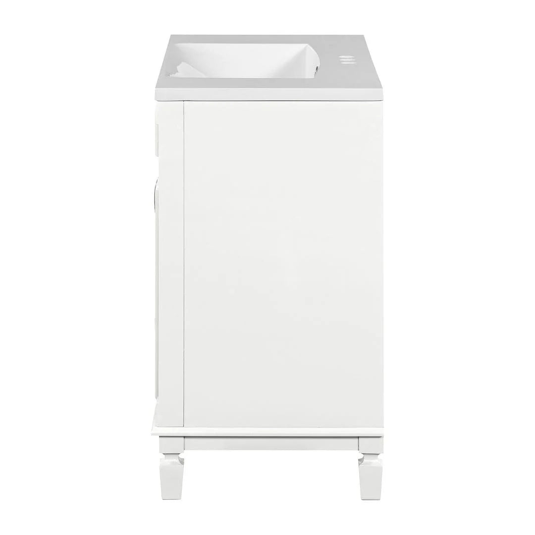 36" Moderner Badezimmer-Waschtisch mit Aufsatzwaschbecken und Spiegelschrank, 2 Türen und 2 Schubladen
