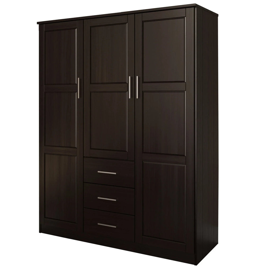 Palace Imports 100% Massivholz Cosmo Kleiderschrank mit 3 Türen mit Massivholz- oder Spiegeltüren