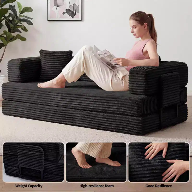 80,7" 5-in-1 ausklappbares Schlafsofa ??Kordsamt, 544 kg, keine Montage erforderlich