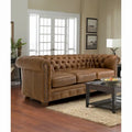 Hancock Chesterfield-Sofa mit Tufting aus genarbtem italienischem Leder – 79 H x 218 B x 102 T (cm)