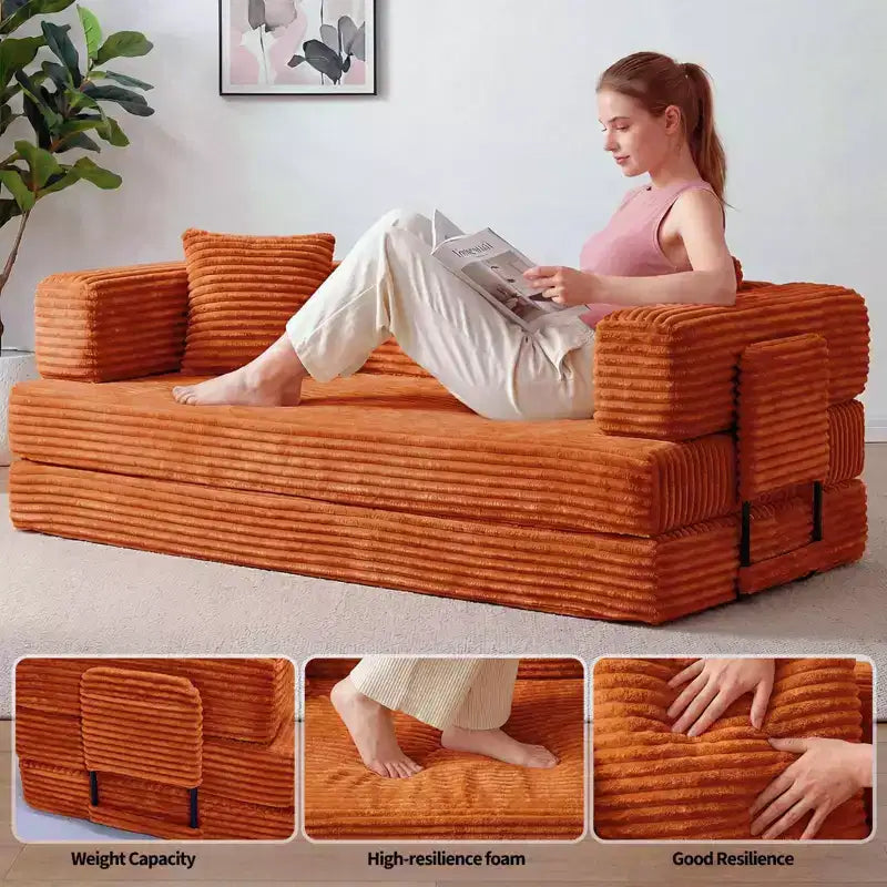 80,7" 5-in-1 ausklappbares Schlafsofa ??Kordsamt, 544 kg, keine Montage erforderlich